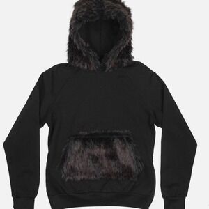 Riflessi BNWT Faux Fur Trim Hoodie – Black (Unisex, Size M)
